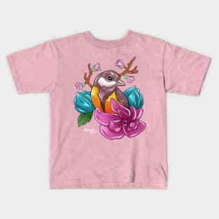 Beautiful Bird in the Flowers Kids T-Shirt